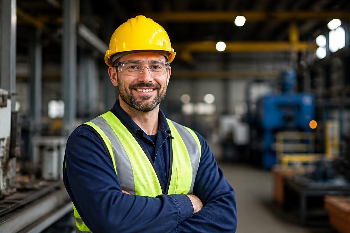 Blue-collar worker in industrial setting