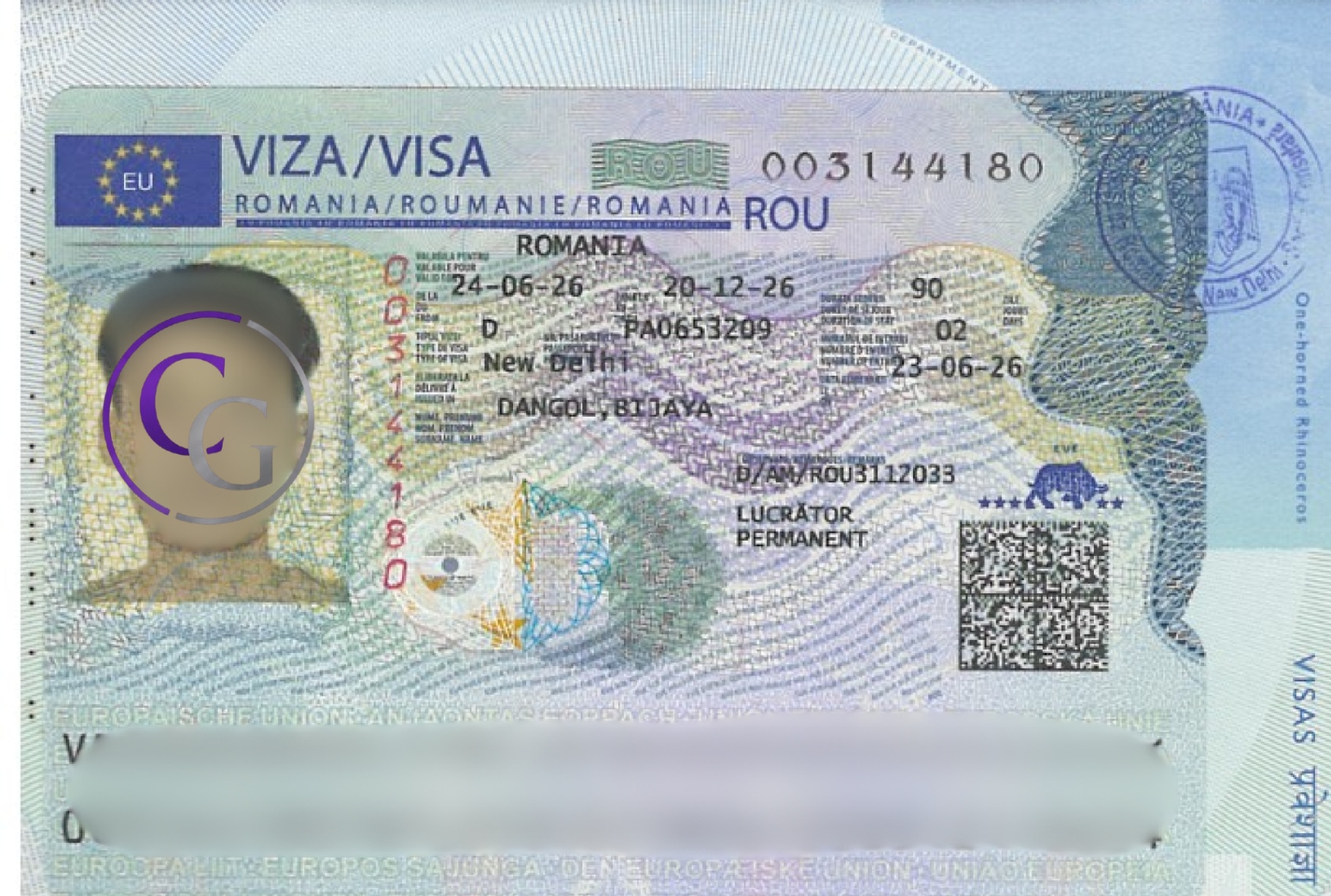 Approved Type D Visa — Romania