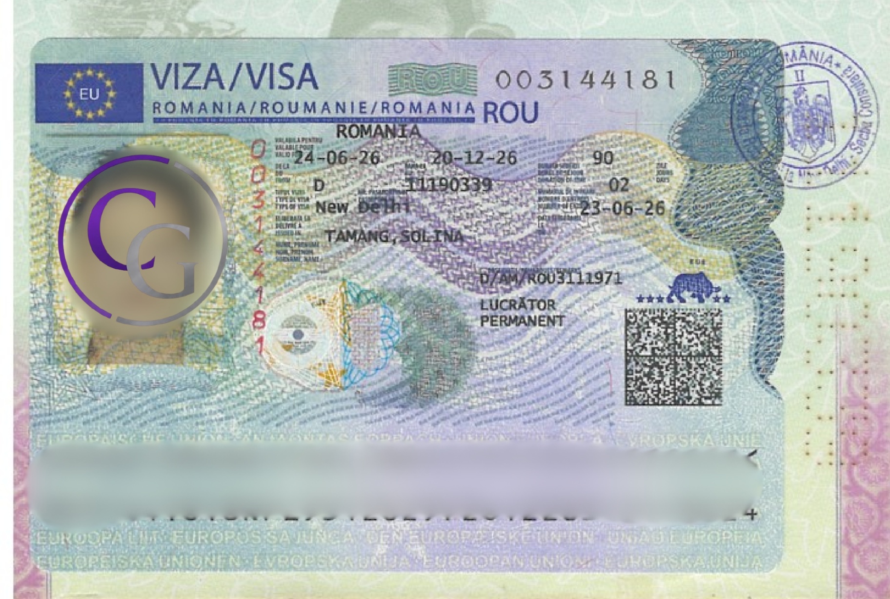 Approved Type D Visa — Romania